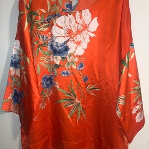 Soft Surroundings Orange Floral Blouse